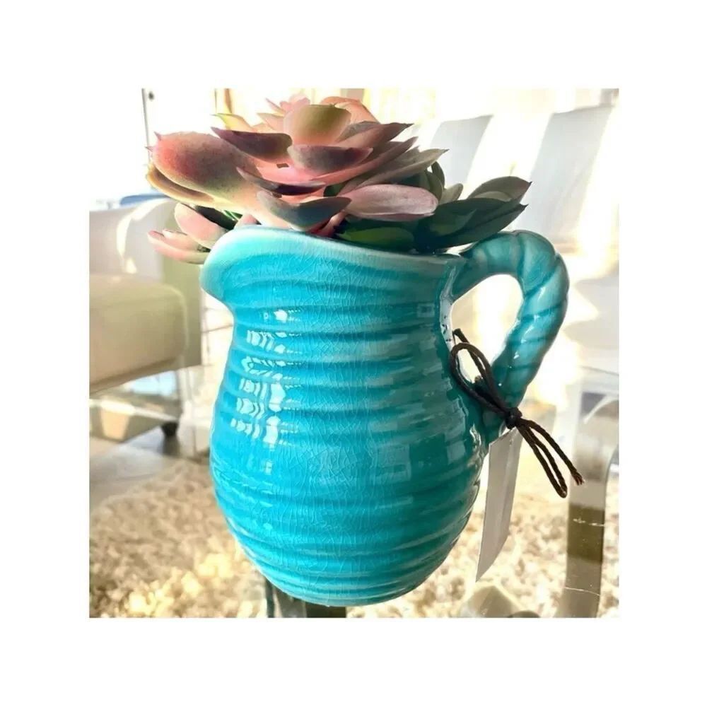 NWT GC Naturales Blue Hand Painted Blue Ceramic Plants Beautiful Fragrance Pot